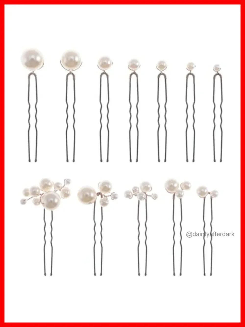 12 Pearl U Shaped Hair Pins - Handmade Decorative Bobby Pins for Wedding